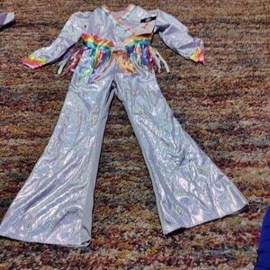 Kids Shimmering Silver Costume with Rainbow Accents